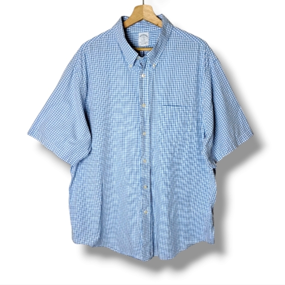 Brooks Brothers Regent XXL Button Down Shirt | Blue Gingham Cotton Polo - Picture 1 of 8